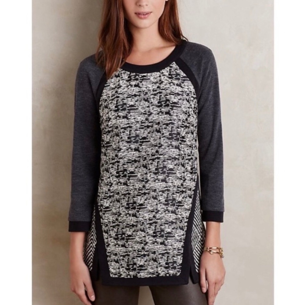 New Harlyn x Anthropologie Gray Adelaide Textured Tunic Sweater Size Medium‎
